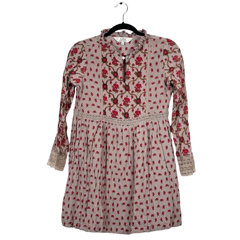 Label Ritu Kumar Multicolor Floral Lace Tunic Blouse‎ Sz 2